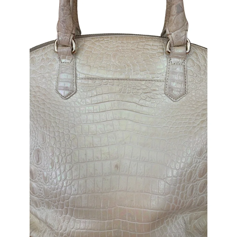 Brahmin Duxbury Satchel Iridescent Cream Croc Embossed Leather Handbag